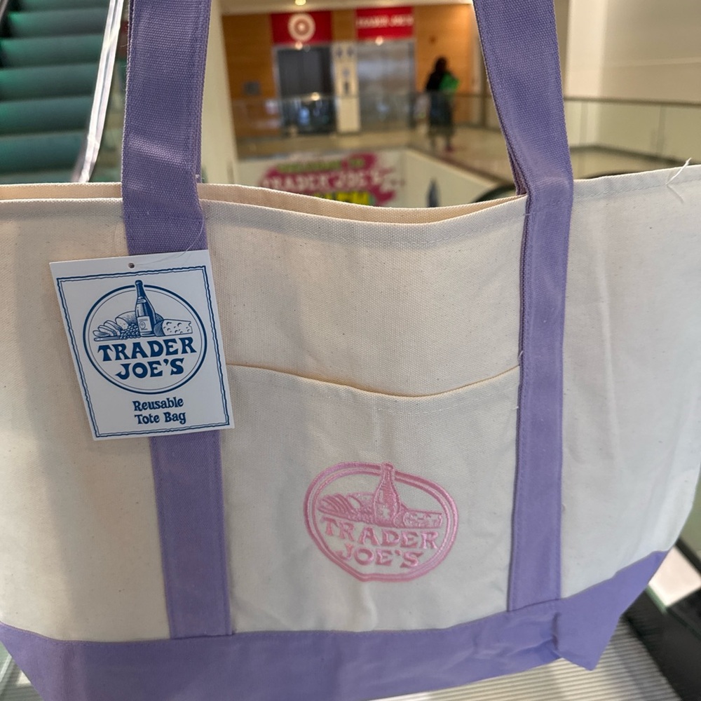 NEW Trader Joe's Purple Large Tote Bag